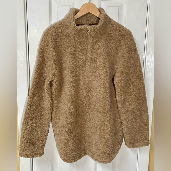 Koolaburra by UGG Pullover Size Small Sherpa Fleece Brushed Back Tan Quarter Zip - Picture 2 of 12